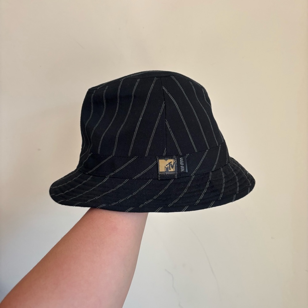 Peter Grimm Black White Stripe Fedora Hat Unisex Adult Polyester Cotton Size S/M - Picture 5 of 6